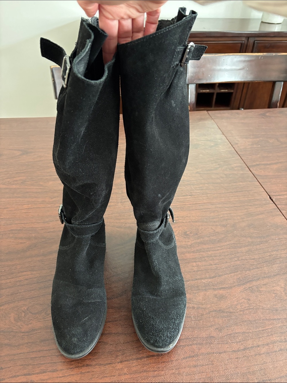 Sam Edelman Black Suede Knee-High Boots